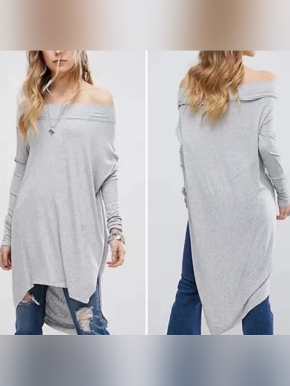 We The Free Asymmetrical Heather Grey Tunic Size S